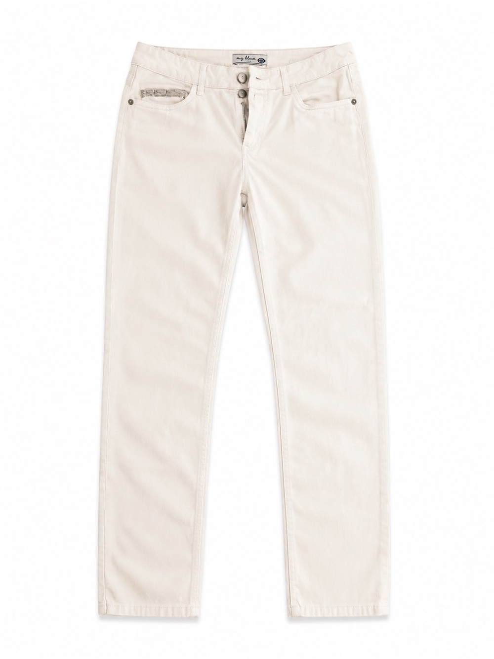 Men's Cream Straight-Leg Jeans